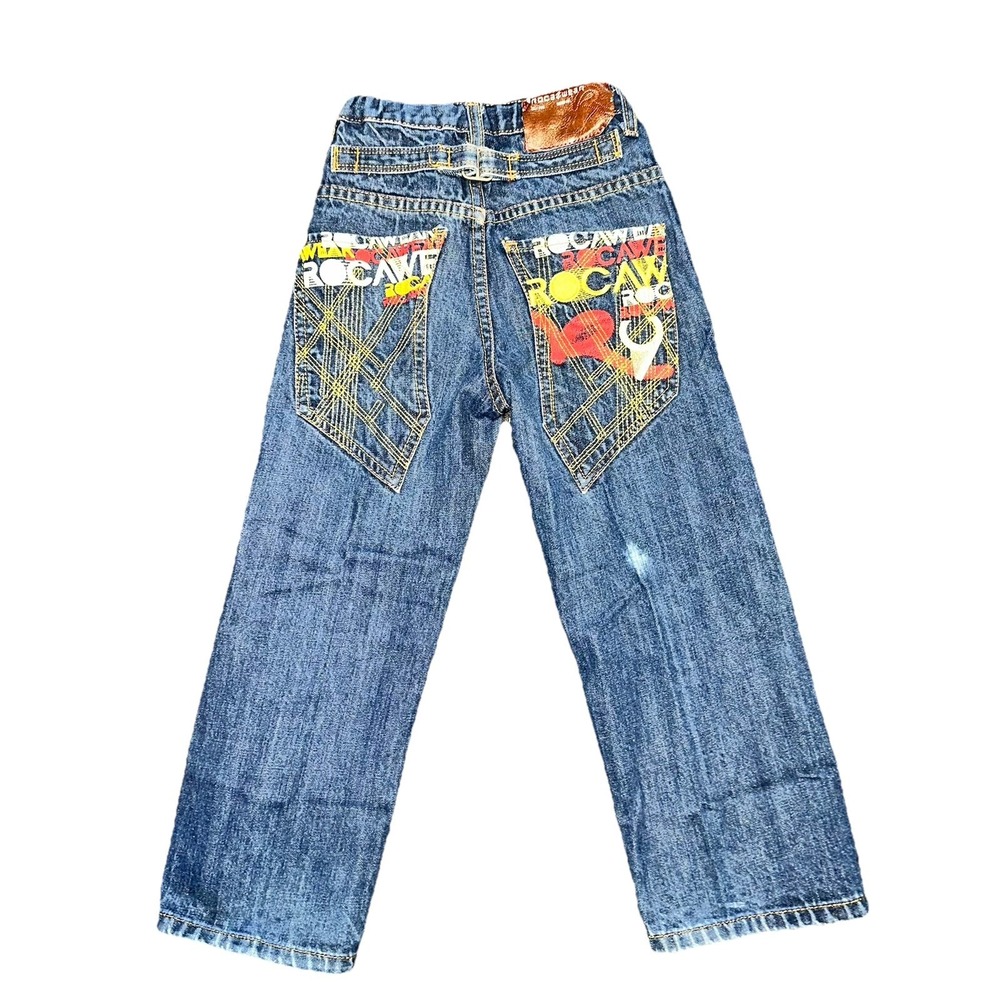 Rocawear Denim Jeans Baggy Embroidery Youth‎ Boy Size 7 Blue Y2K 90's #4
